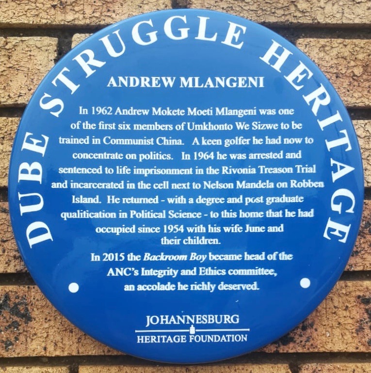 Andrew Mlangeni Blue Plaque - Kathrada Foundation