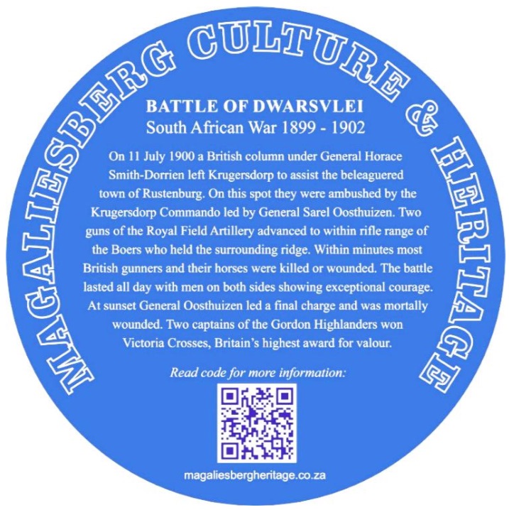 Battle of Dwarsvlei Blue Plaque Design - Magaliesberg Heritage