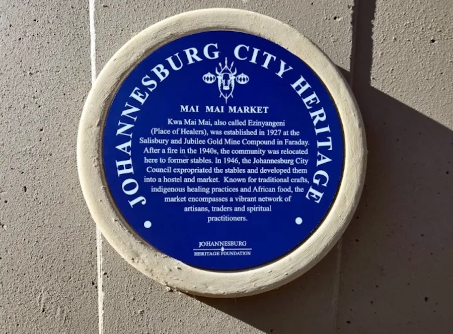 Mai Mai Market Blue Plaque - City of Johannesburg