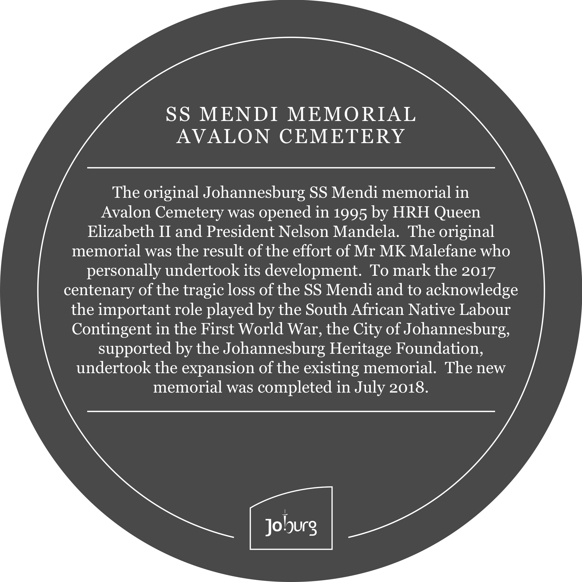 Plaque Design for Mendi Monument - City of Johannesburg