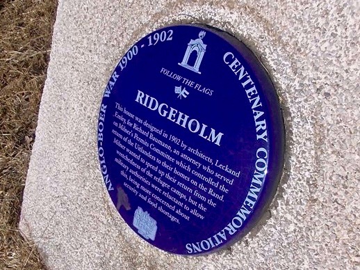 Ridgeholm Blue Plaque - Heritage Portal - 2014