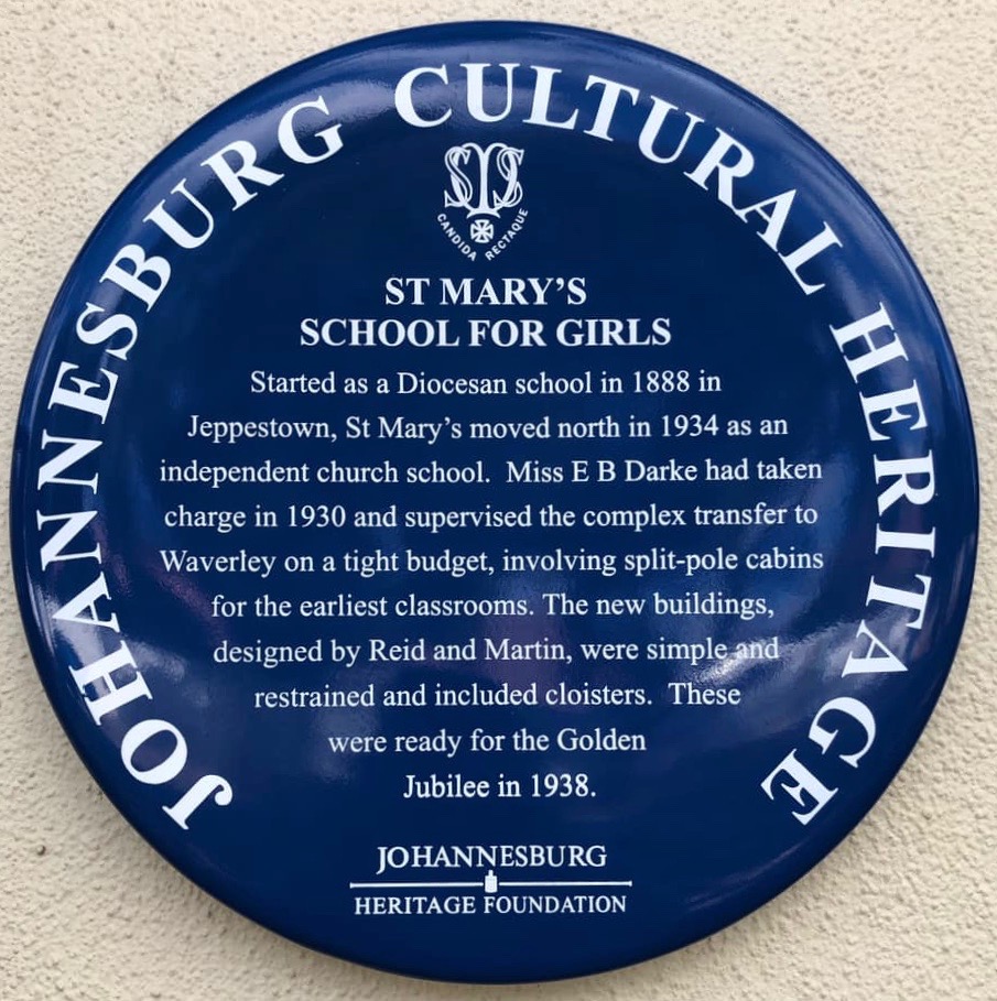 St Mary School for Girls Blue Plaque - Johannesburg Heritage Foundation - 2021