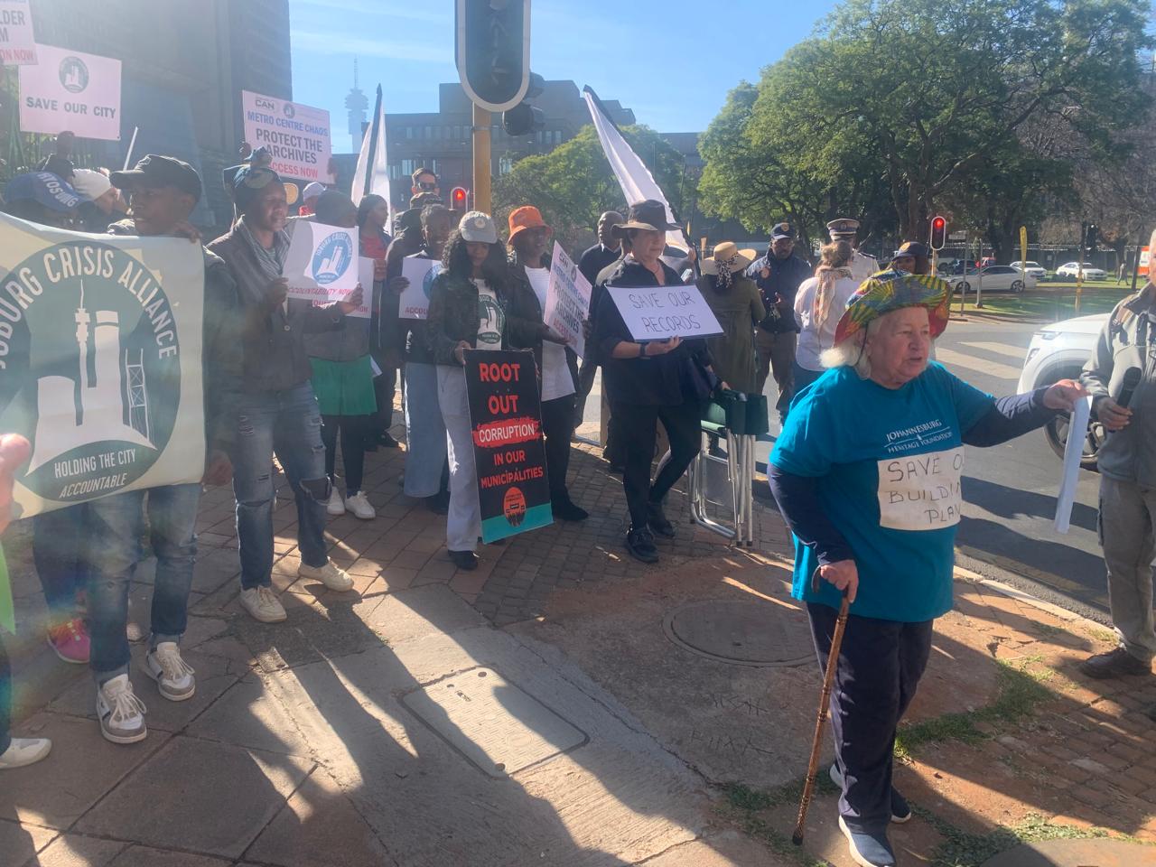 Flo Bird at the Save the Archives Protest