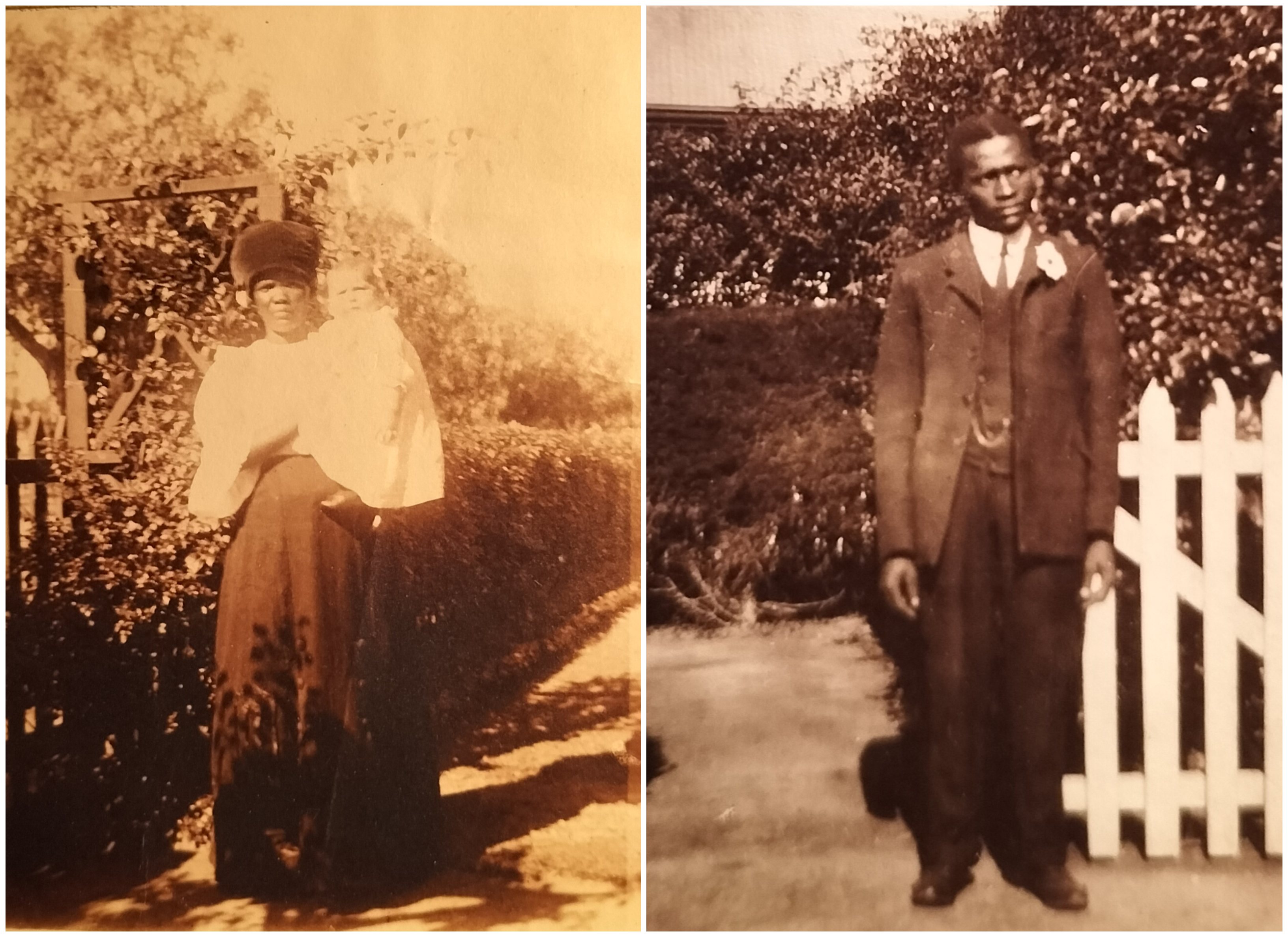 The family was clearly colonial in their ways in that they had domestic servants in their employ. On the left is the nanny holding a grandchild of the occupants of the property. The smartly dressed fellow was clearly not happy standing in front of the camera.
