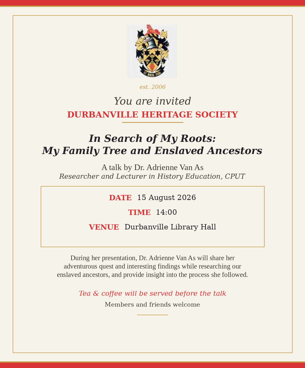 In Search of My Roots Event