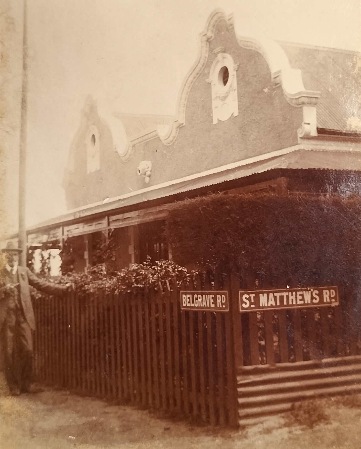 The original photograph by the unknown female occupant who was also an amateur photographer who captured images of the interior and exterior of her home. This is one of a few photographs captured of the exterior of the house showing the gargoyle