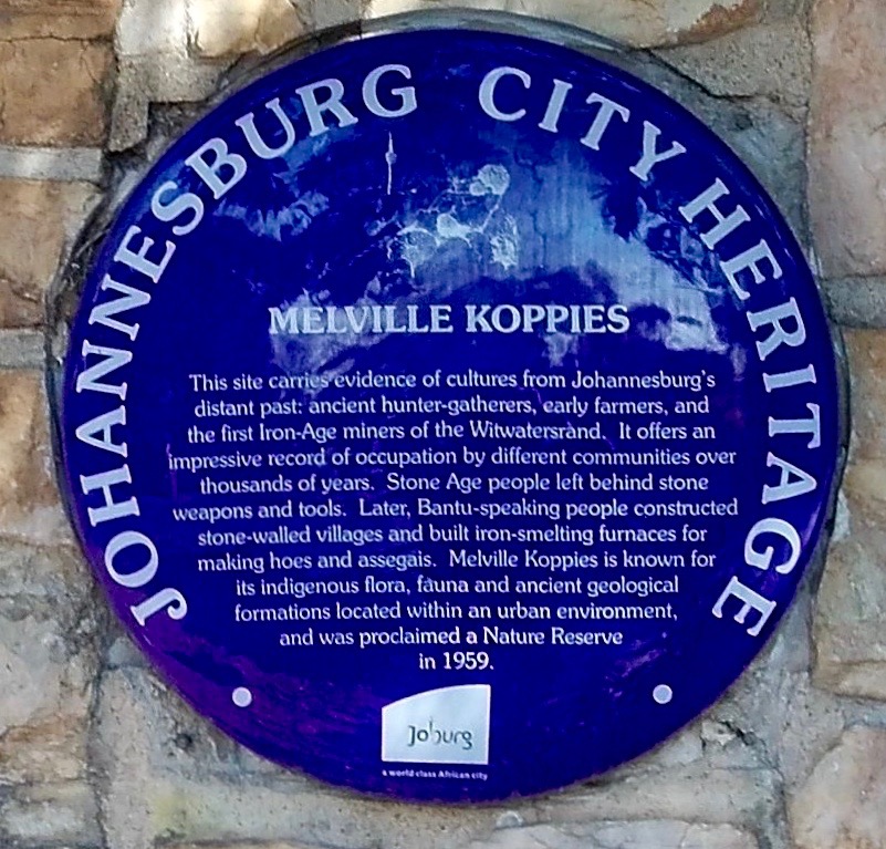 Melville Koppies Blue Plaque - Heritage Portal