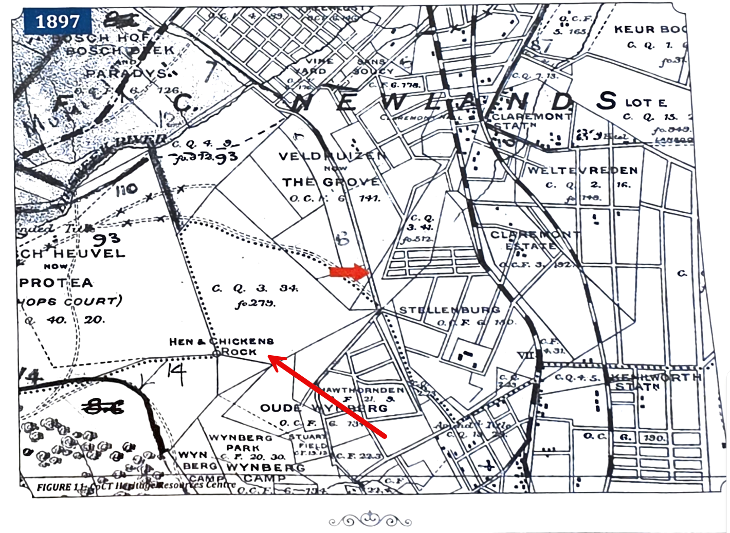 Map showing the Hen & Chicken Rock which is very close to my property on Phyllis Road Claremont.