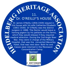 Blue Plaque 11 Heidelberg Heritage Association - Dr O Reilly's House