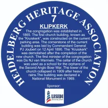 Blue Plaque 7 Heidelberg Heritage Association - Klipkerk