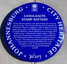 Original Langlaagte Stamp Battery Blue Plaque - Heritage Portal - 2012