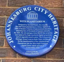 Wits Planetarium Blue Plaque - Kathy Munro - 2025