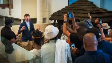 Dr Izak Potgieter of UJ's Metaverse Research Unit introduces the AR smelter in Museum Africa's pre-colonial gallery, 24 September 2026 (Snaps On Seventh)