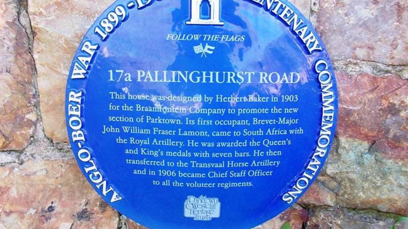 17A Pallinghurst Road Parktown Blue Plaque - Heritage Portal - 2012