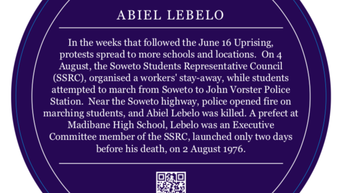 Abiel Lebelo Blue Plaque Design - City of Joburg