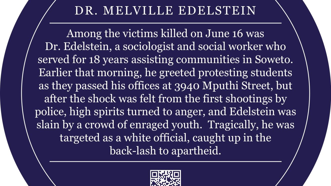 Dr Melville Edelstein Blue Plaque Design - City of Joburg