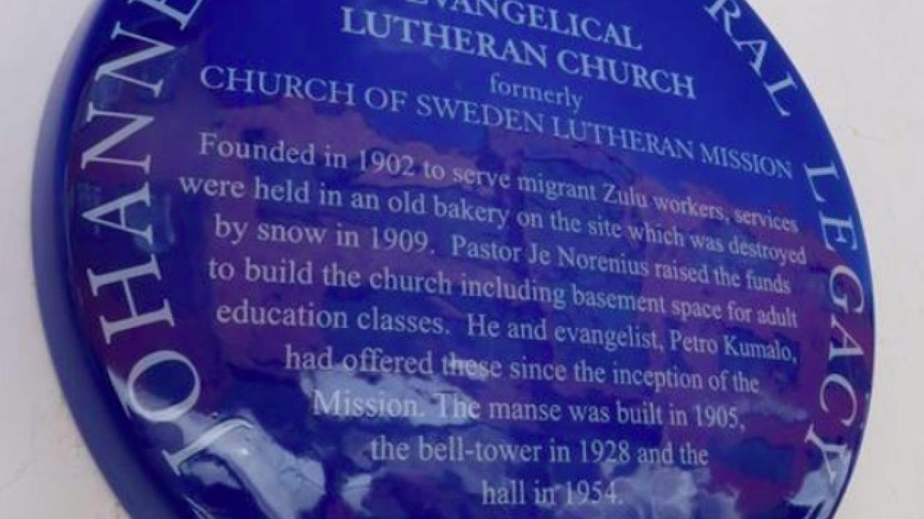 Evangelical Lutheran Church Blue Plaque - Kathy Munro