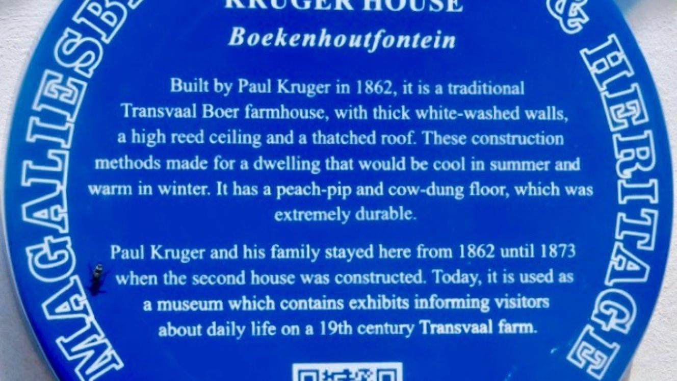 First Kruger House Boekenhoutfontein Blue Plaque - Kathy Munro