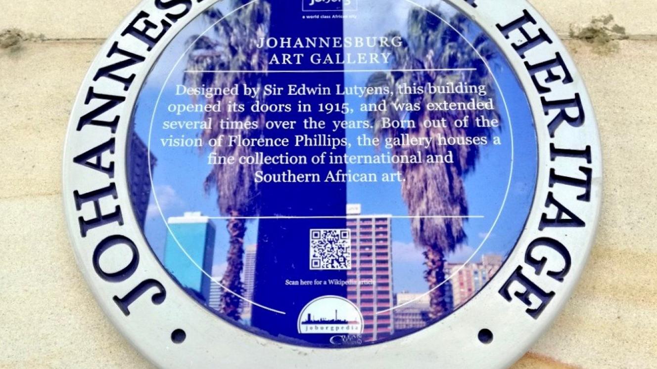 Johannesburg Art Gallery Blue Plaque - City of Johannesburg