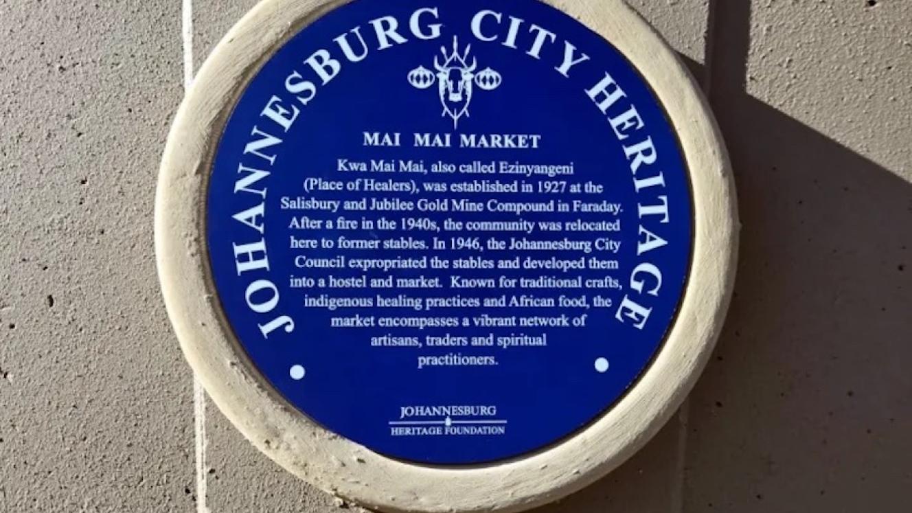 Mai Mai Market Blue Plaque - City of Johannesburg