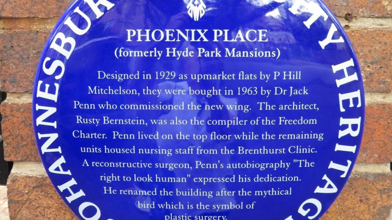Phoenix Place Blue Plaque - City of Johannesburg