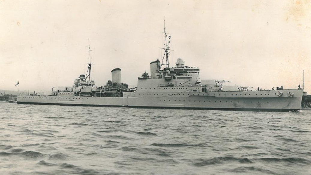 The HMS Gloucester from a postcard which Mel Baker sent home to South ...
