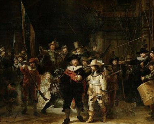 The Night Watch of 1642 by Rembrandt gives some idea of the dress