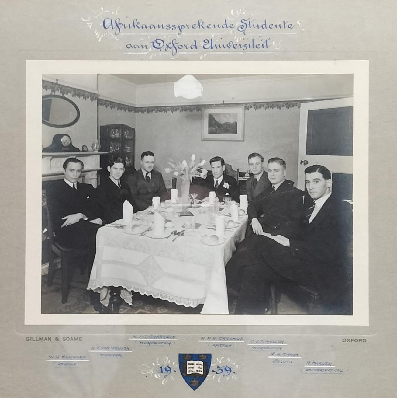 1. 1939 photograph of 7 Afrikaans-speaking students at Oxford via Carol Hardijzer