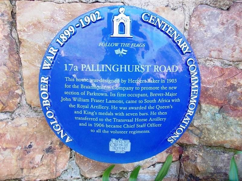 17A Pallinghurst Road Parktown Blue Plaque - Heritage Portal - 2012