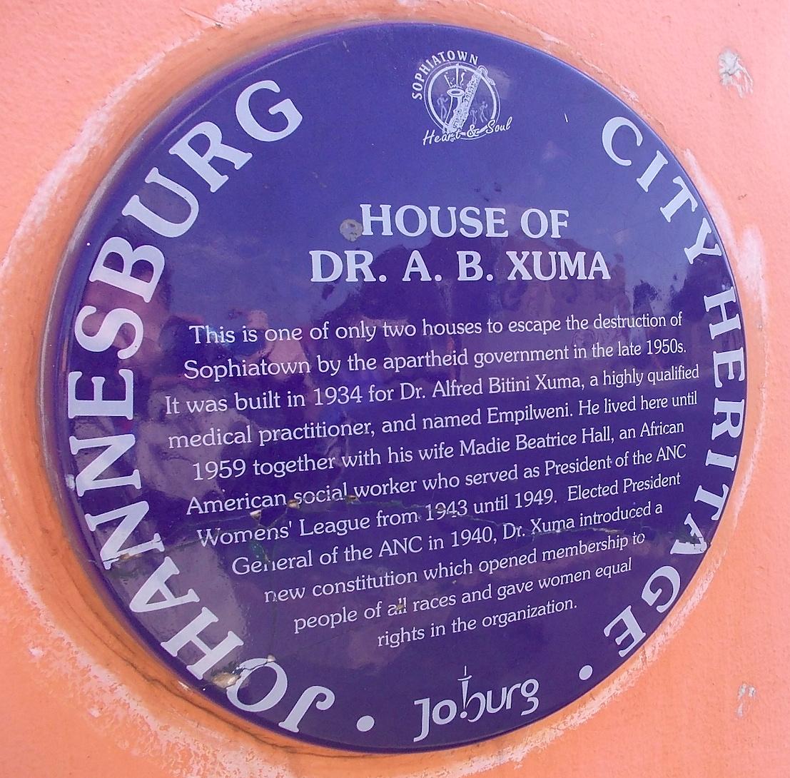 House of Dr AB Xuma Blue Plaque - Heritage Portal - 2014