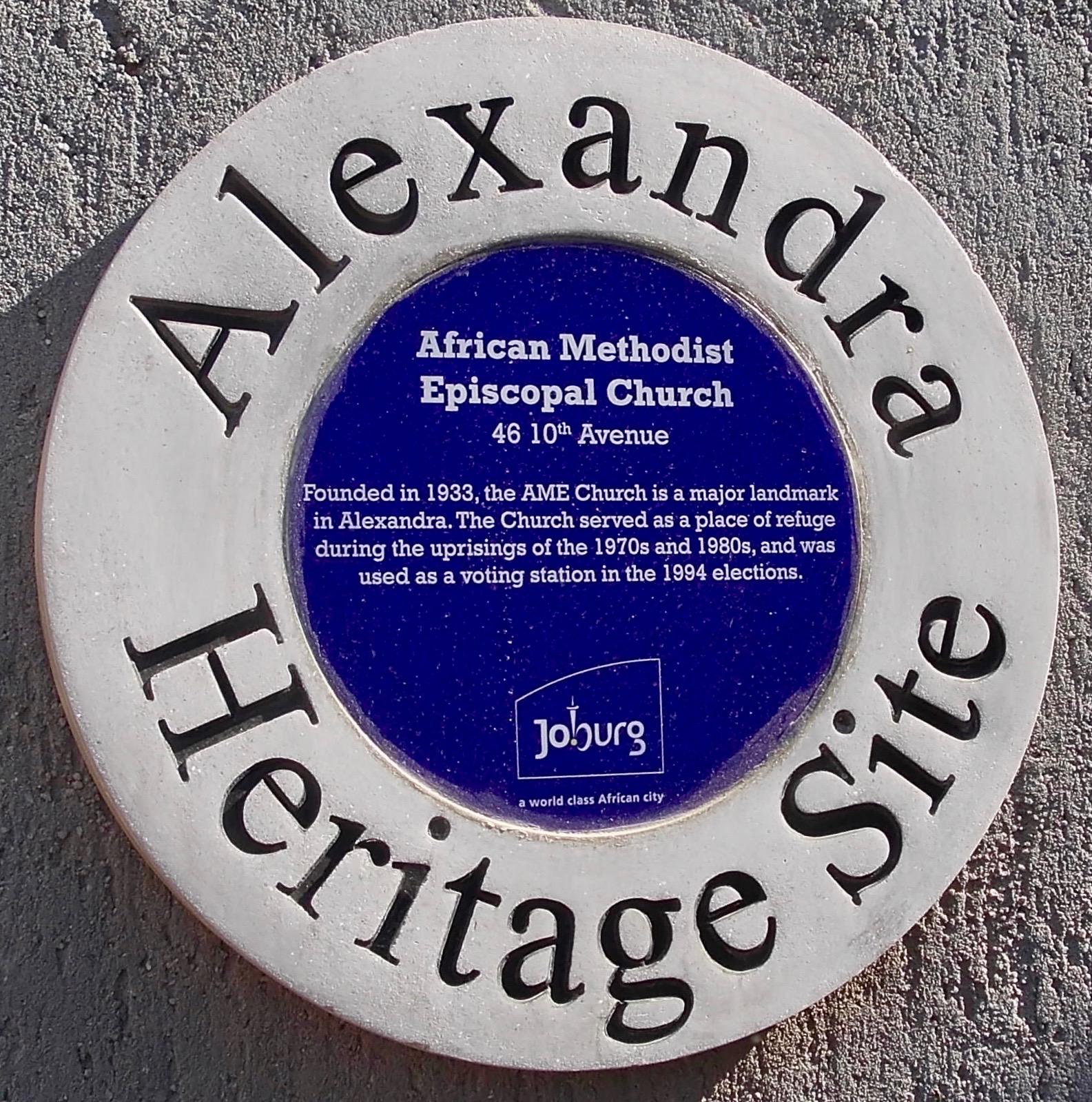 African Methodist Church Blue Plaque - Heritage Portal - 2012