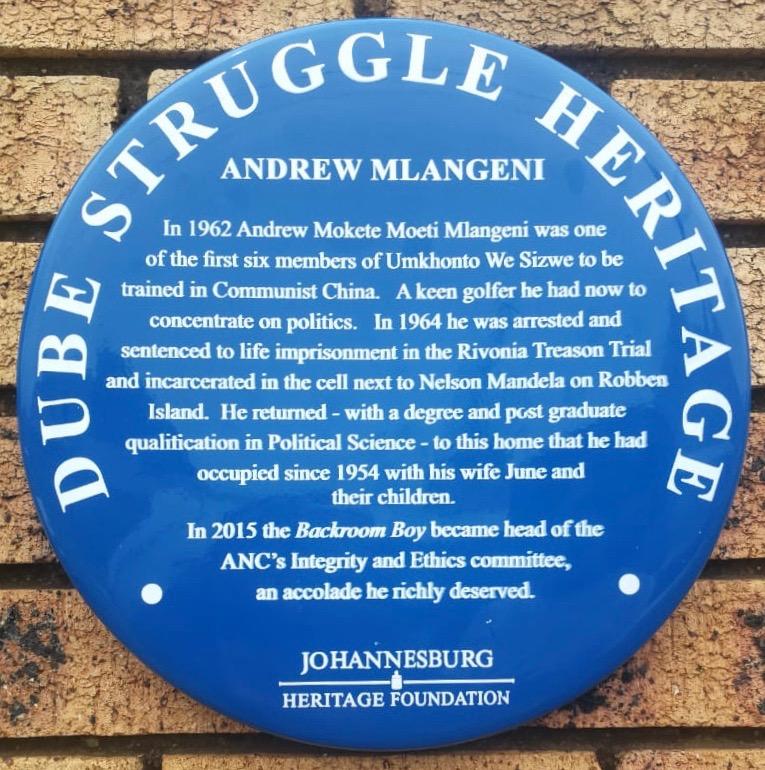 Andrew Mlangeni Blue Plaque - Kathrada Foundation