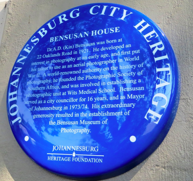 Bensusan House Blue Plaque - sourced by Kathy Munro