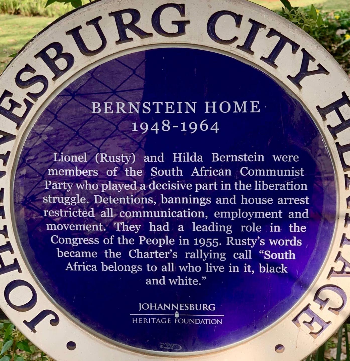 Bernstein Home Blue Plaque - source unknown