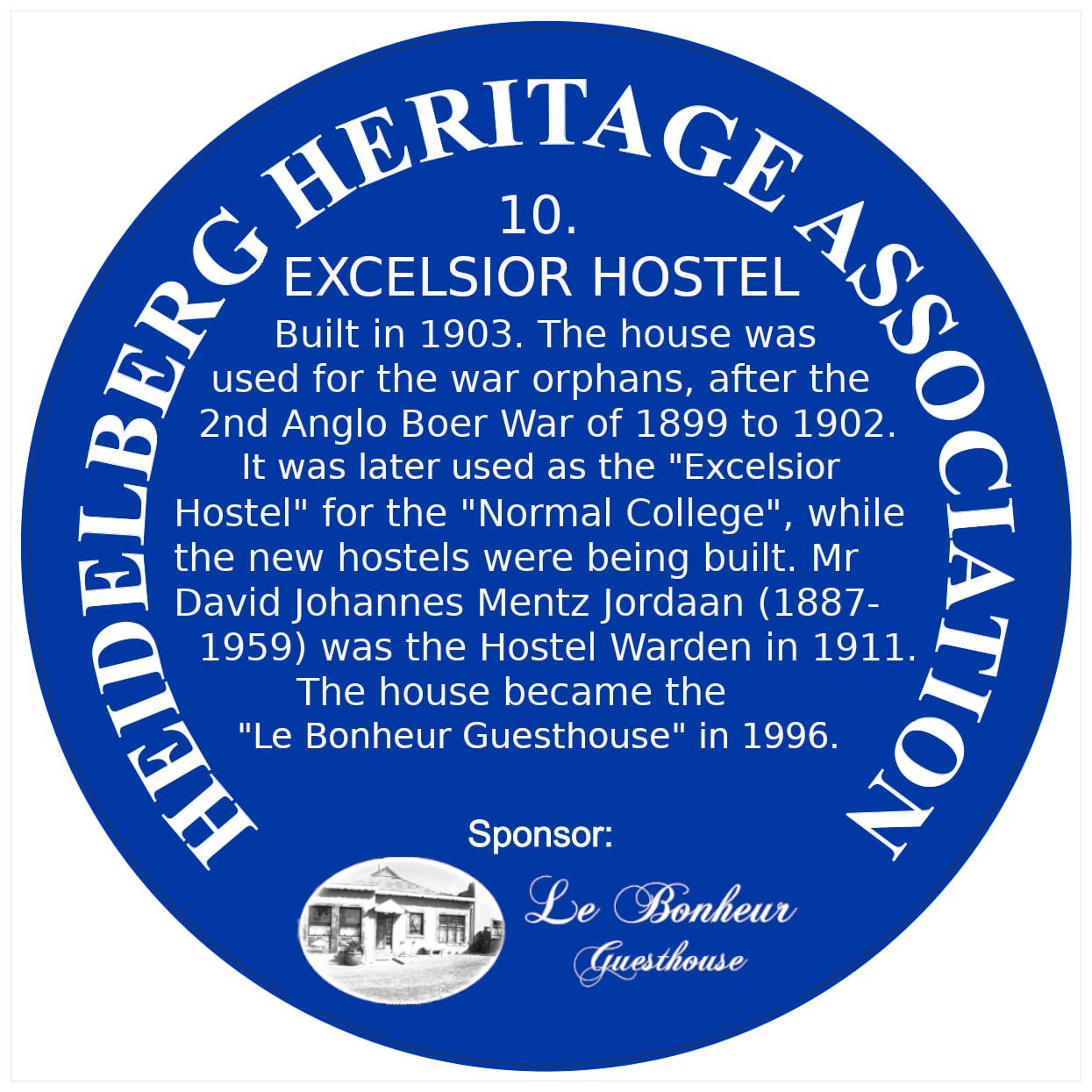 Blue Plaque 10 Heidelberg Heritage Association - Excelsior Hostel