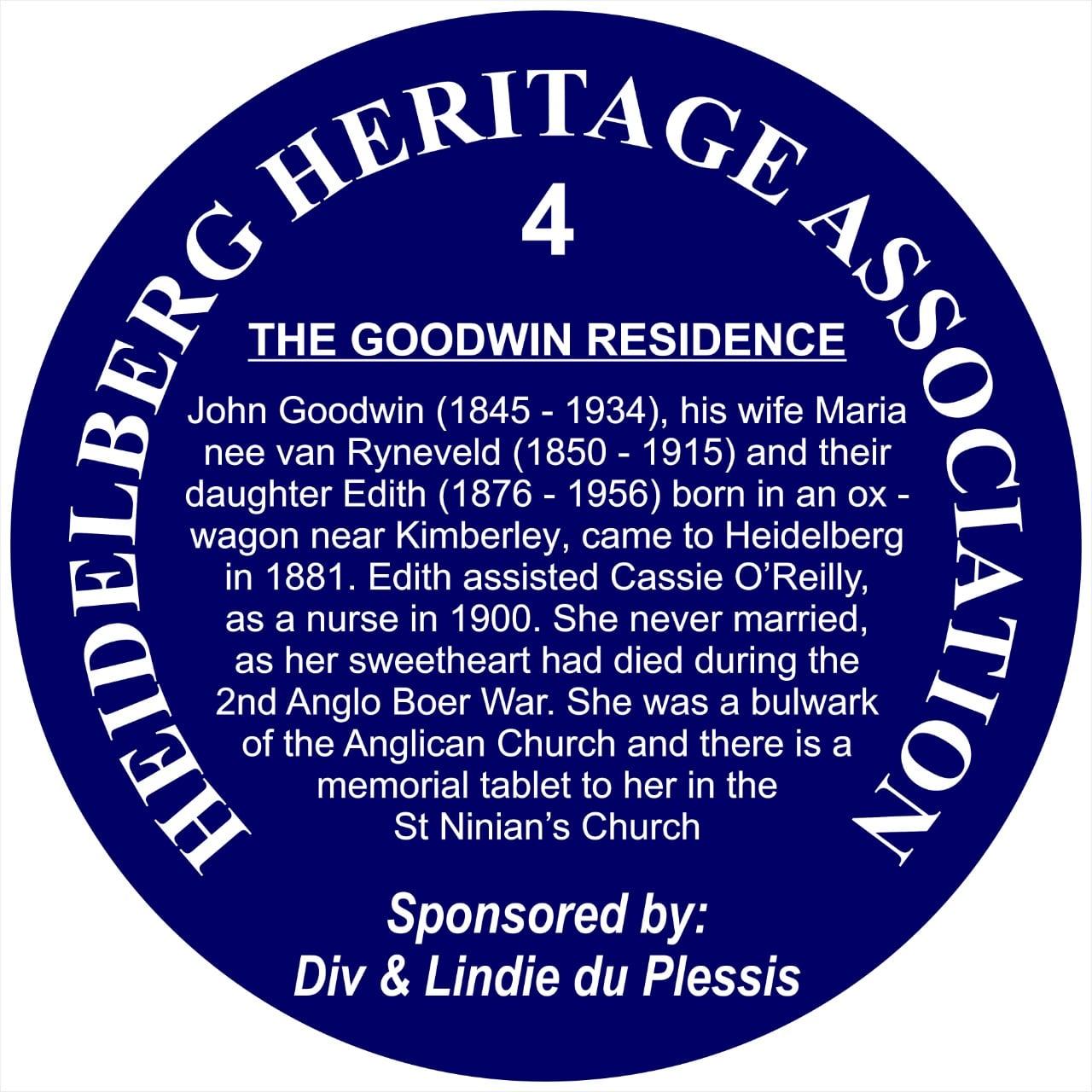 Blue Plaque 4 Heidelberg Heritage Association - The Goodwin Residence