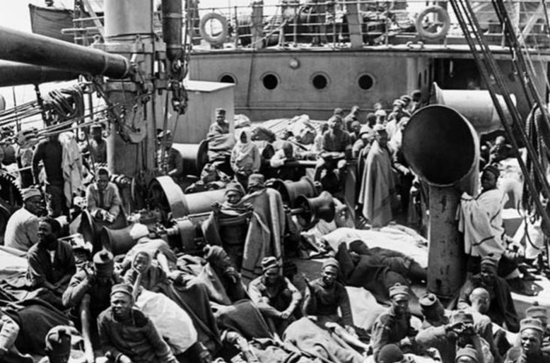 Contemporary photograph of the Men on board the Mendi - Imperial War Museum