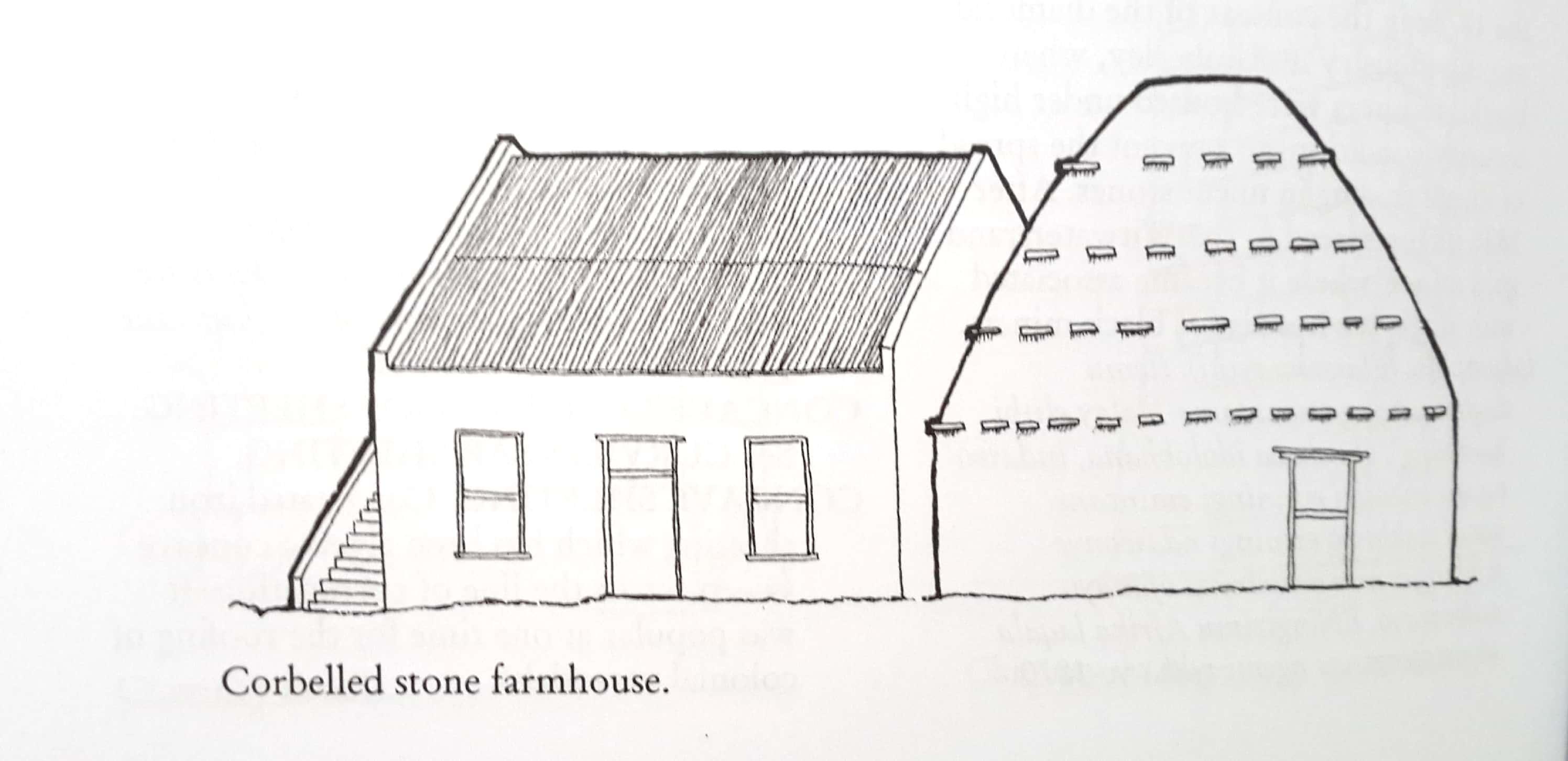 Corbelled stone farmhouse illustration - Illustrated Glossary of Southern African Architectural Terms