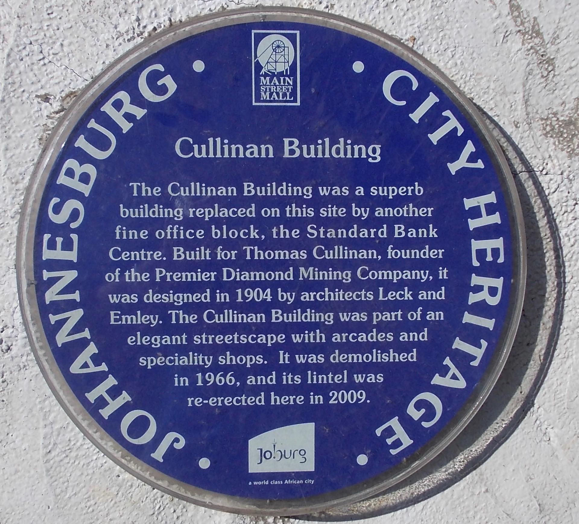 Cullinan Building Blue Plaque - Heritage Portal - 2013