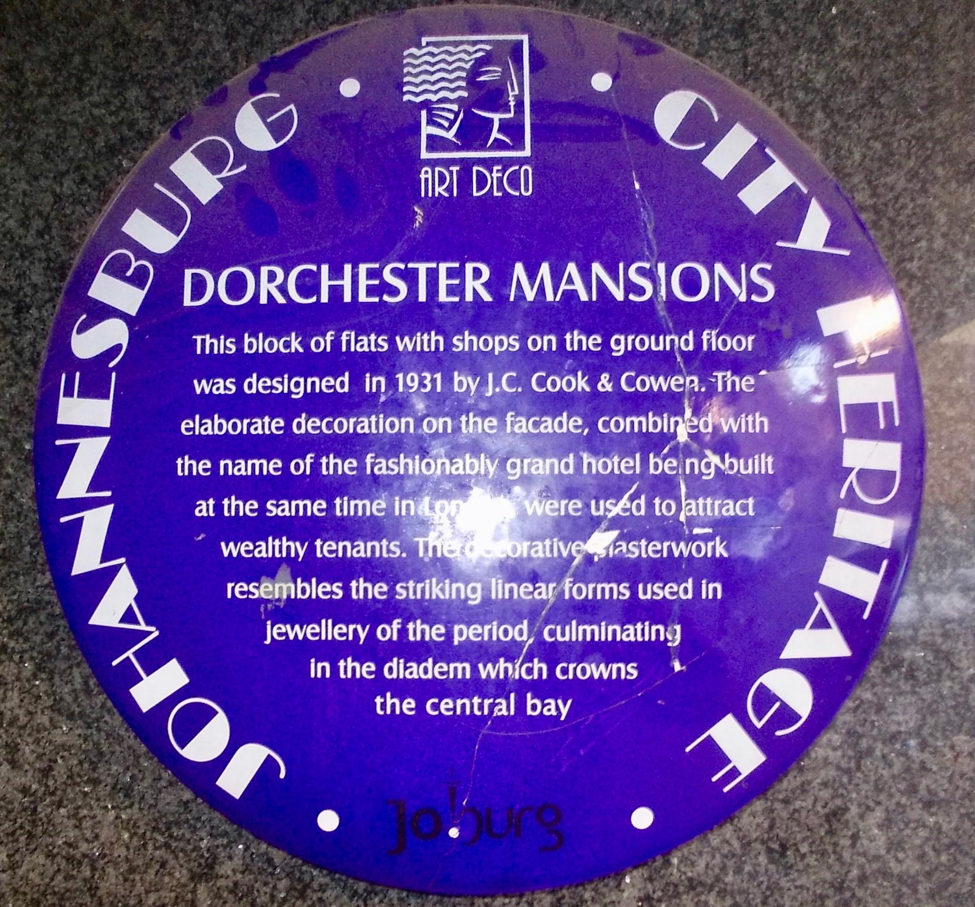 Dorchester Mansions Blue Plaque - Heritage Portal - 2012