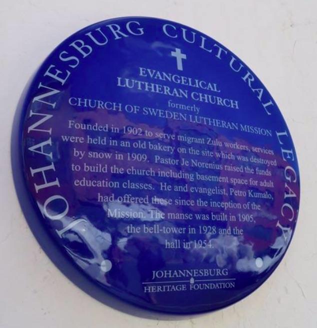 Evangelical Lutheran Church Blue Plaque - Kathy Munro