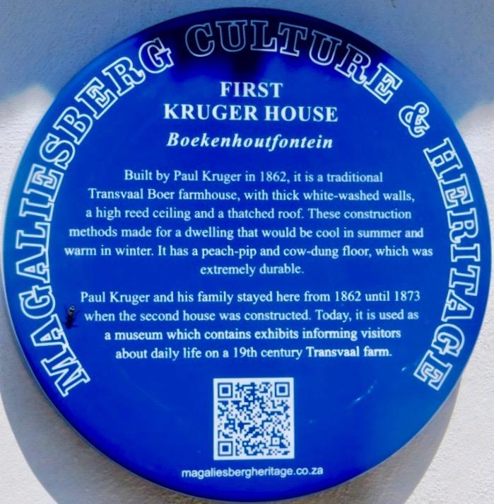 First Kruger House Boekenhoutfontein Blue Plaque - Kathy Munro