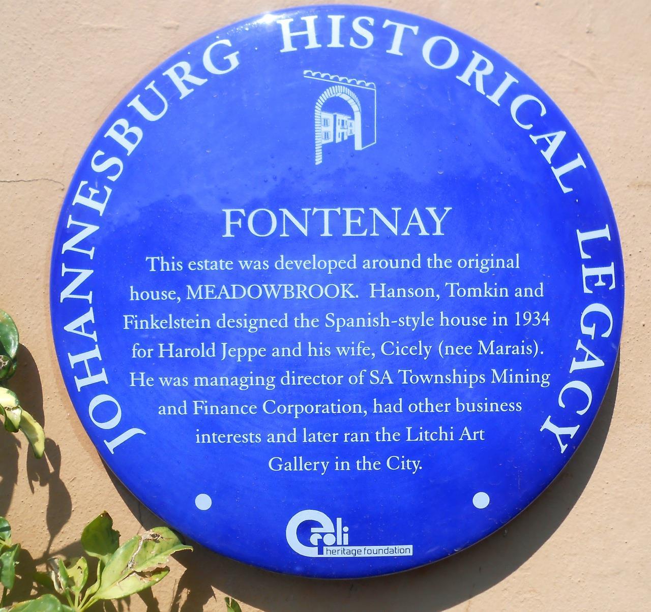 Fontenay Blue Plaque - Heritage Portal - 2014