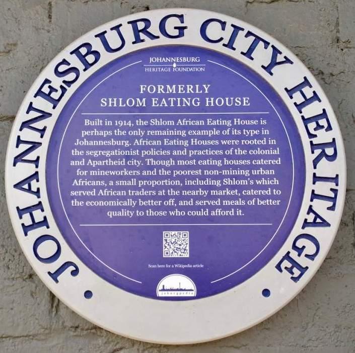 Formerly Shlom Eating House Blue Plaque - Heritage Portal - 2018