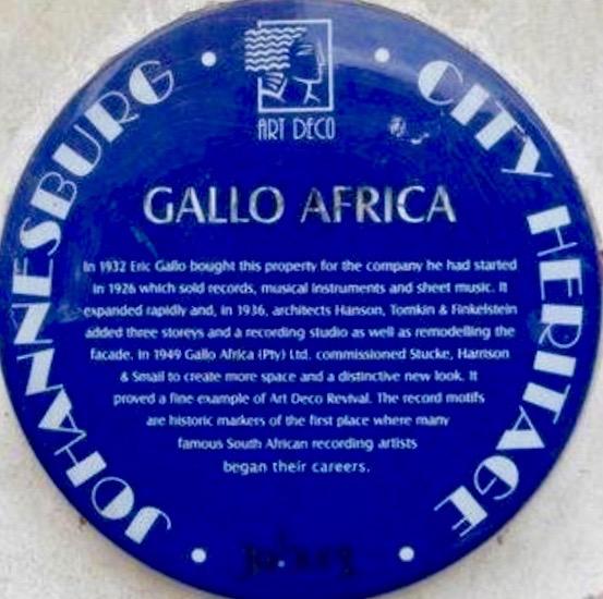 Gallo Africa Blue Plaque - Sourced by Kathy Munro