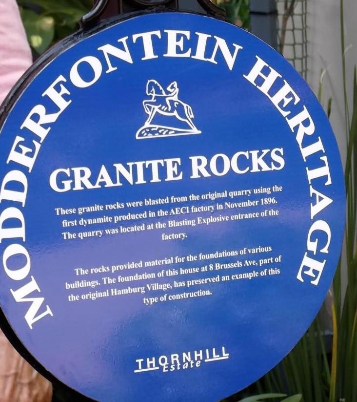 Granite Rock Modderfontein blue plaque - Modderfontein Conservation Society - 2017