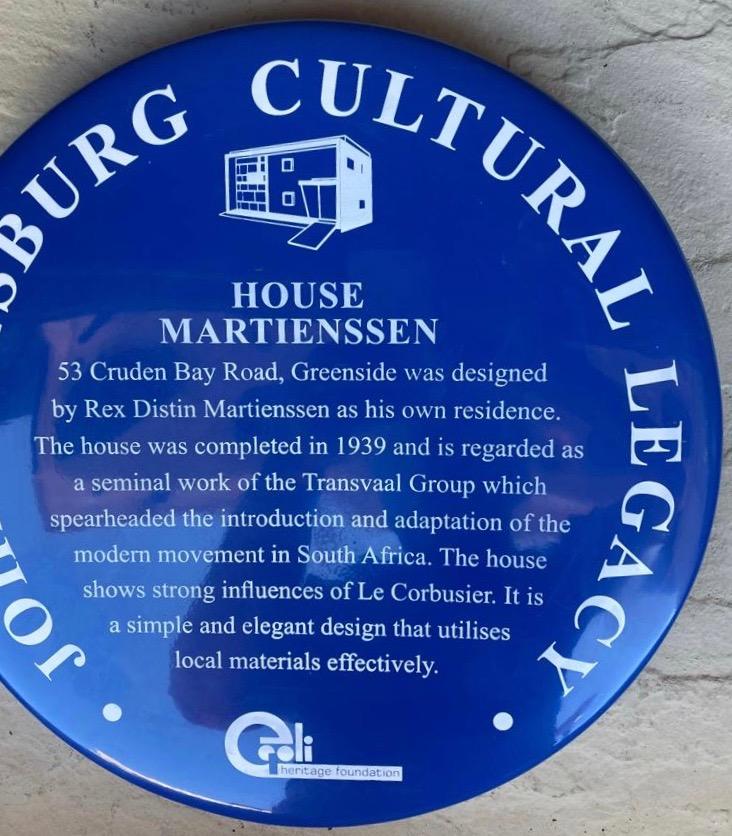 House Martienssen Blue Plaque - Kathy Munro - 2021