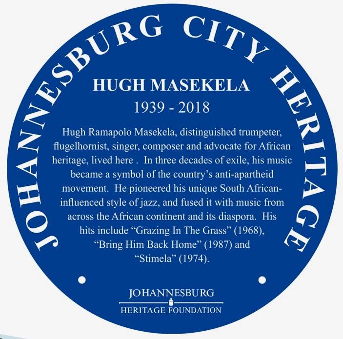 Hugh Masekela Blue Plaque Design - Johannesburg Heritage Foundation