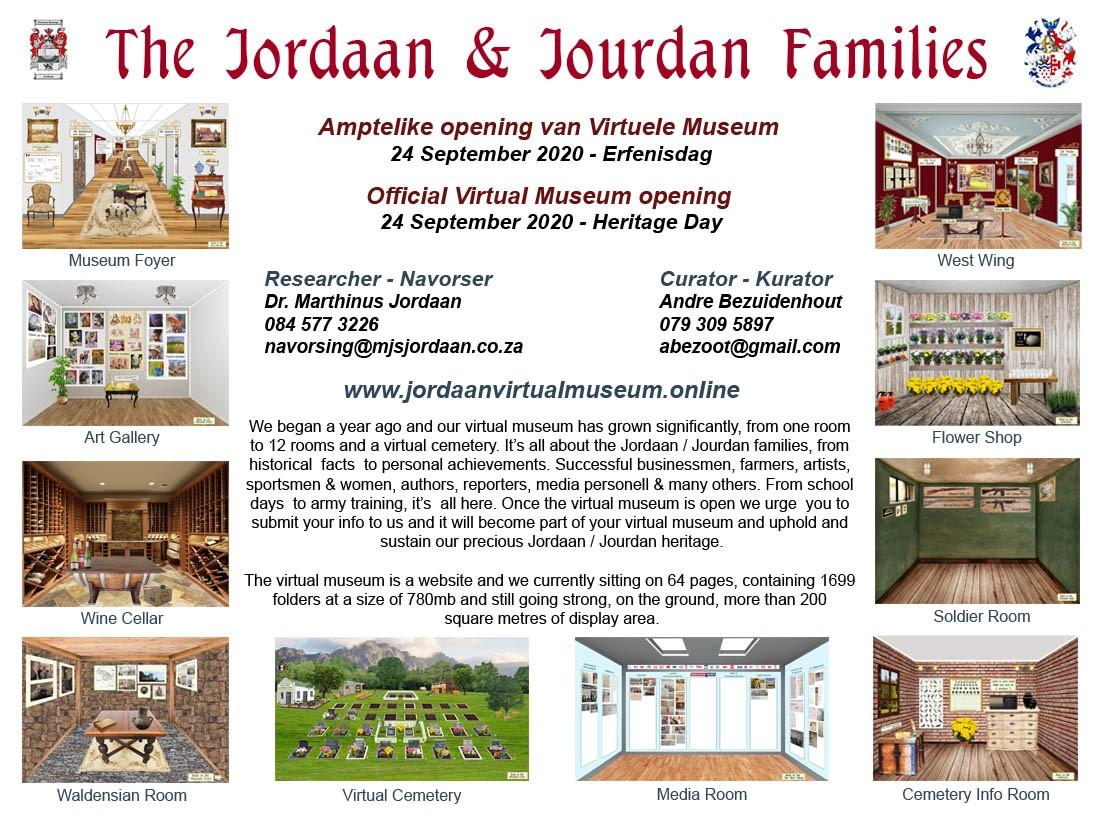 Jordaan and Jourdan Families - opening 2020
