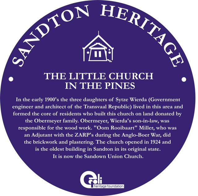 Little Church Plaque - City of Johannesburg